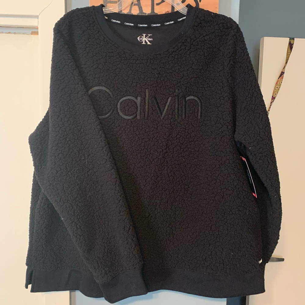Calvin Klein CK Sherpa Pullover Sweatshirt Black